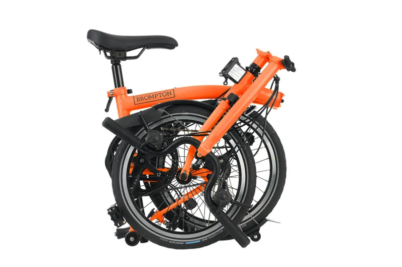Brompton M6R Mid Bar C Line Explore 2025 Folding Bike - Sunset Orange-2