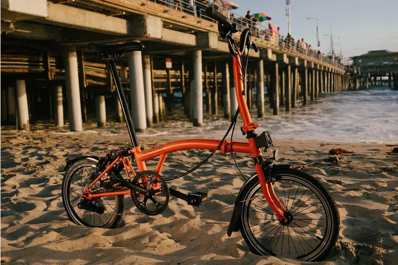 Brompton M6R Mid Bar C Line Explore 2025 Folding Bike - Sunset Orange-6