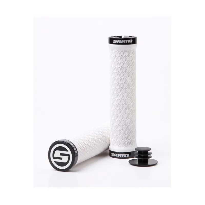 Sram Locking Grips With Double Clamps and End Plugs - White