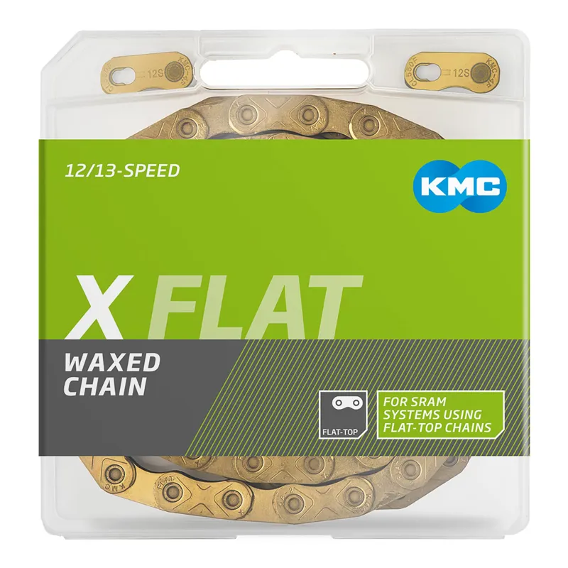KMC X Flat SRAM Pre Waxed 12/13-Speed Chain - 126 Link - Gold-1