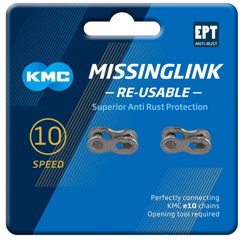 KMC MissingLink 10R EPT 10 Speed 2 Pair Re-useable Chain Links - Silver-1