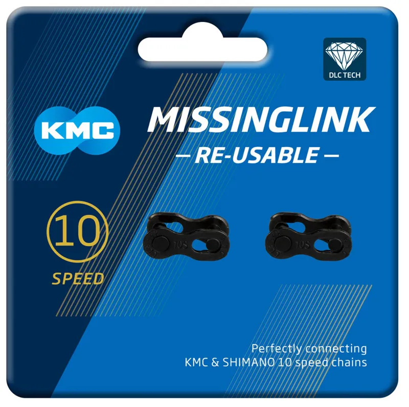 KMC MissingLink 10R DLC 10 Speed 2 Pair Re-useable Chain Link - Black-1