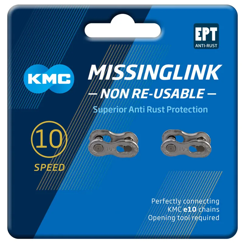 KMC MissingLink 10x EPT 10 Speed 2 Pair Non Reusable Chain Link - Silver-1