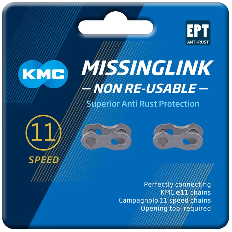 KMC MissingLinks 11x EPT 11 Speed 2 Pair Non Re-useable Chain Links - Silver-1