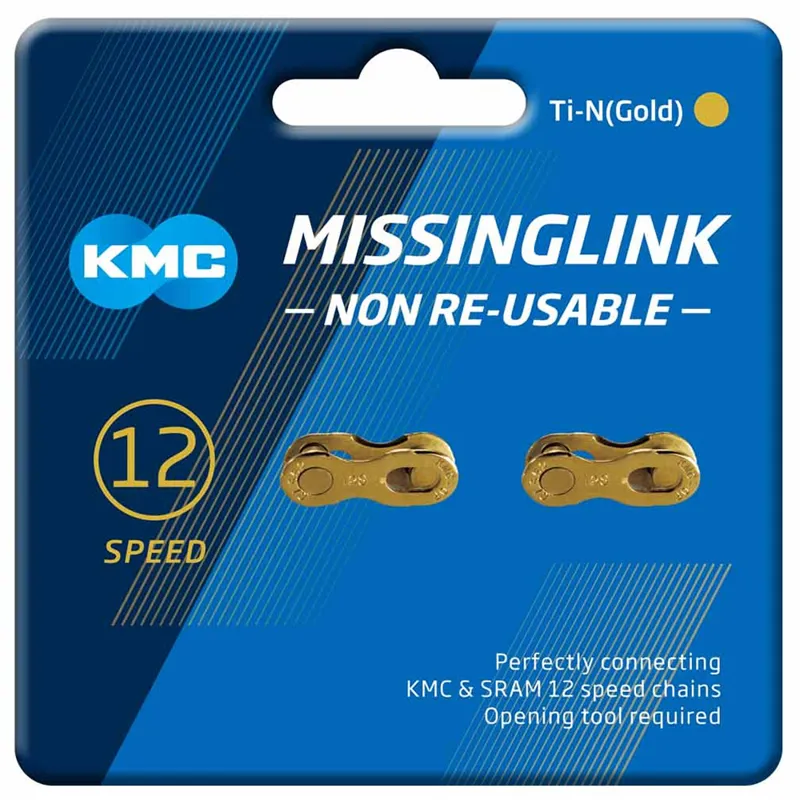 KMC MissingLink 12x 12 Speed 2 Pair Non Reusable Chain Links - Gold-1