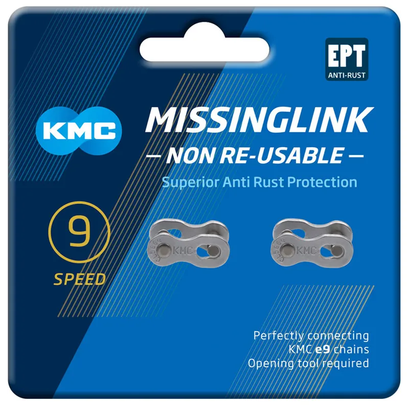KMC MissingLink 9x EPT 9 Speed 2 Pair Non Reusable Chain Links - SIlver-1