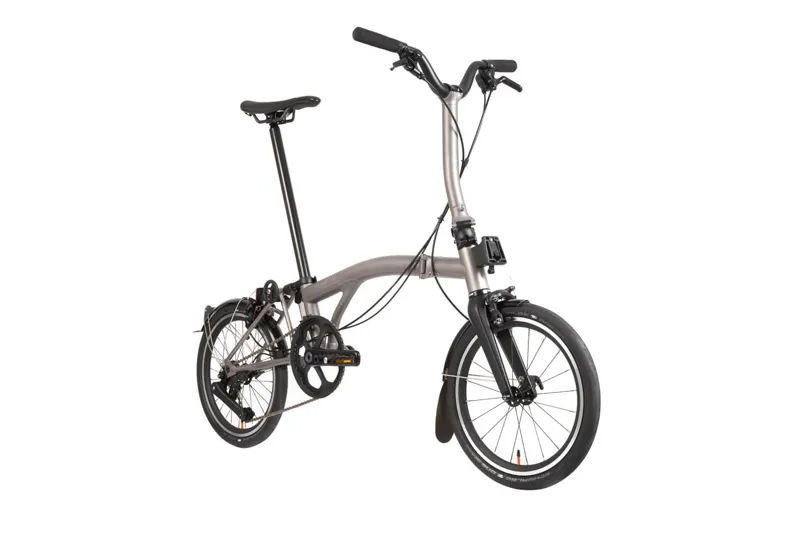 Brompton T Line 12 Speed Mid Bar 2026 Folding Bike - Blasted Titanium-1