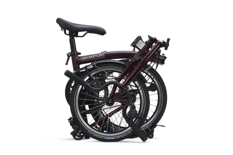 Brompton C Line 4 Speed Mid Bar 2026 Folding Bike - Red Plum-3