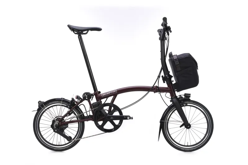 Brompton P Line 4 Speed Mid Bar 2026 Electric Folding Bike - Red Plum