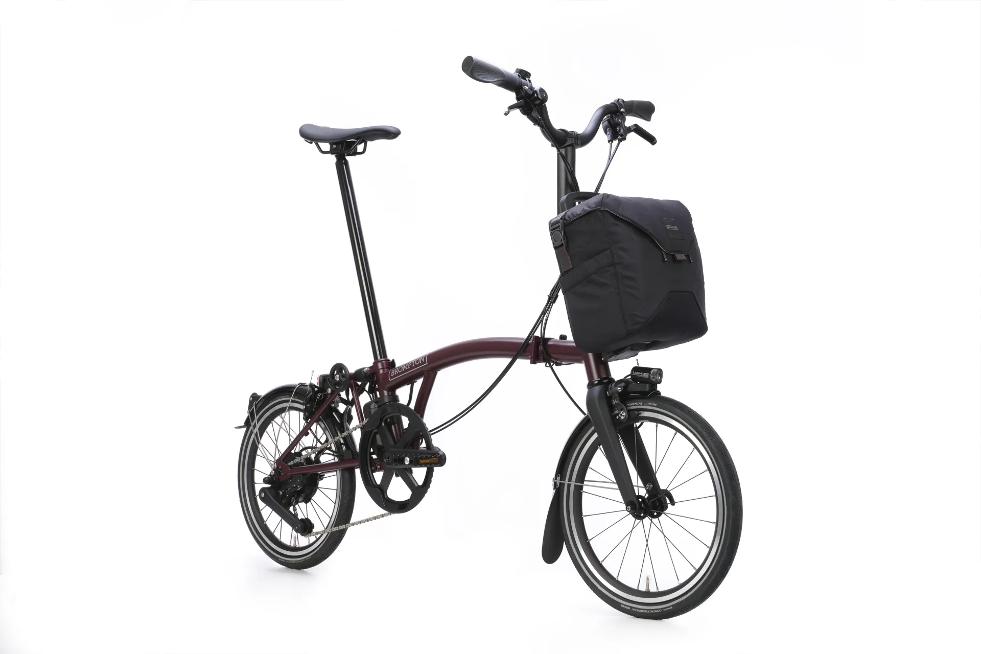 Brompton P Line 4 Speed Mid Bar 2026 Electric Folding Bike - Red Plum