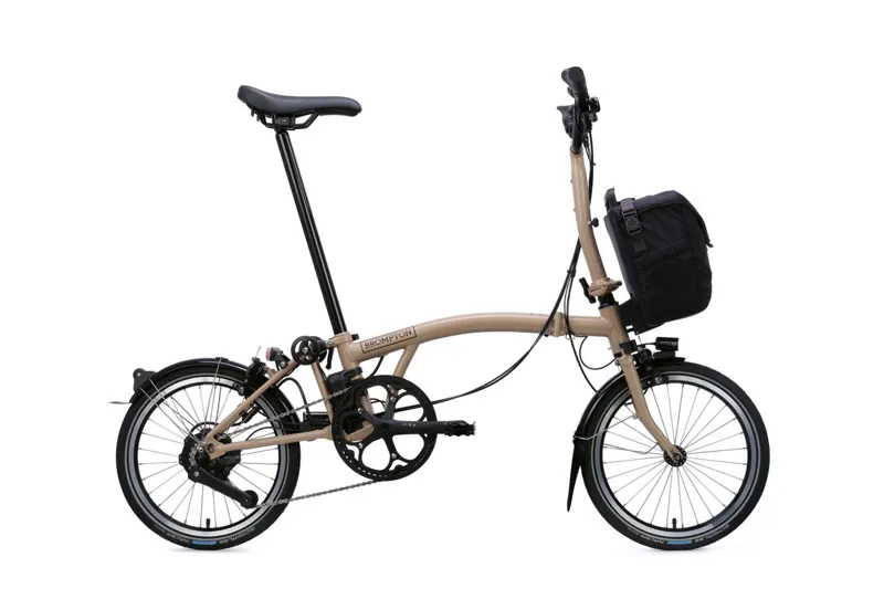 Brompton C Line 4 Speed Mid Bar 2026 Electric Folding Bike - Dune Sand