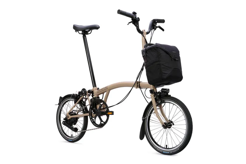 Brompton C Line 4 Speed Mid Bar 2026 Electric Folding Bike - Dune Sand-1