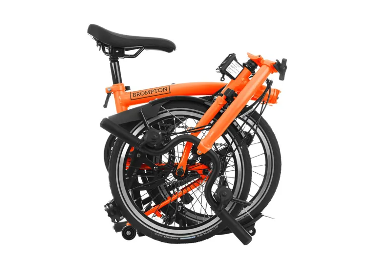 Brompton M6L Mid Bar C Line Explore 2025 Folding Bike - Sunset Orange-3