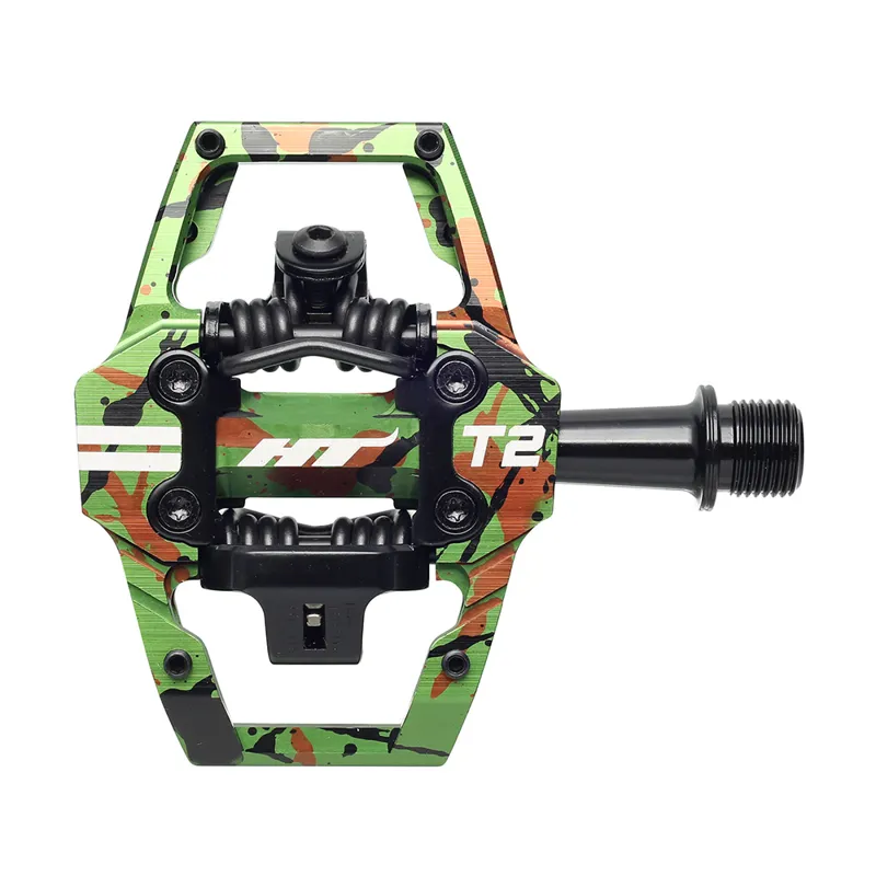HT Components T2 Pedals Clipless MTB Pedals - Green Camo