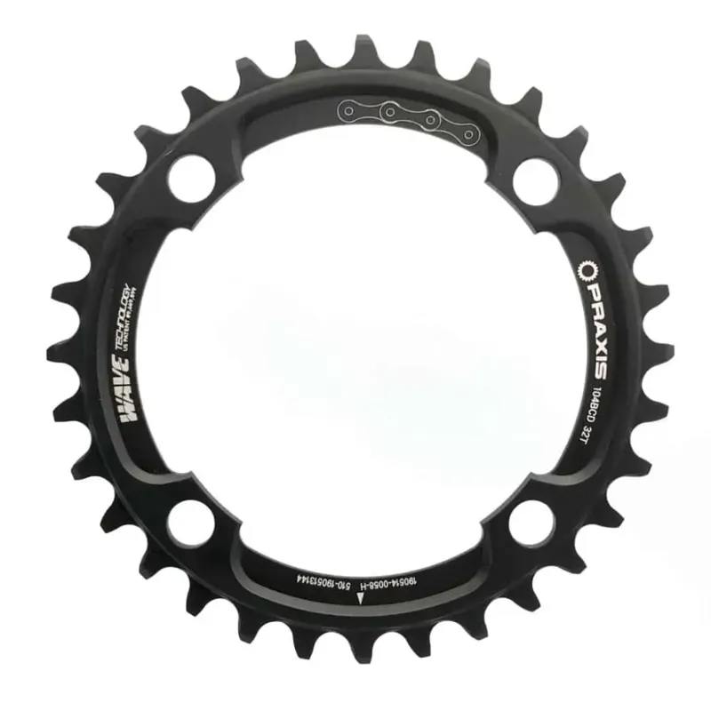 Praxis 1X 104BCD Wave Tech MTB Chainring - Black