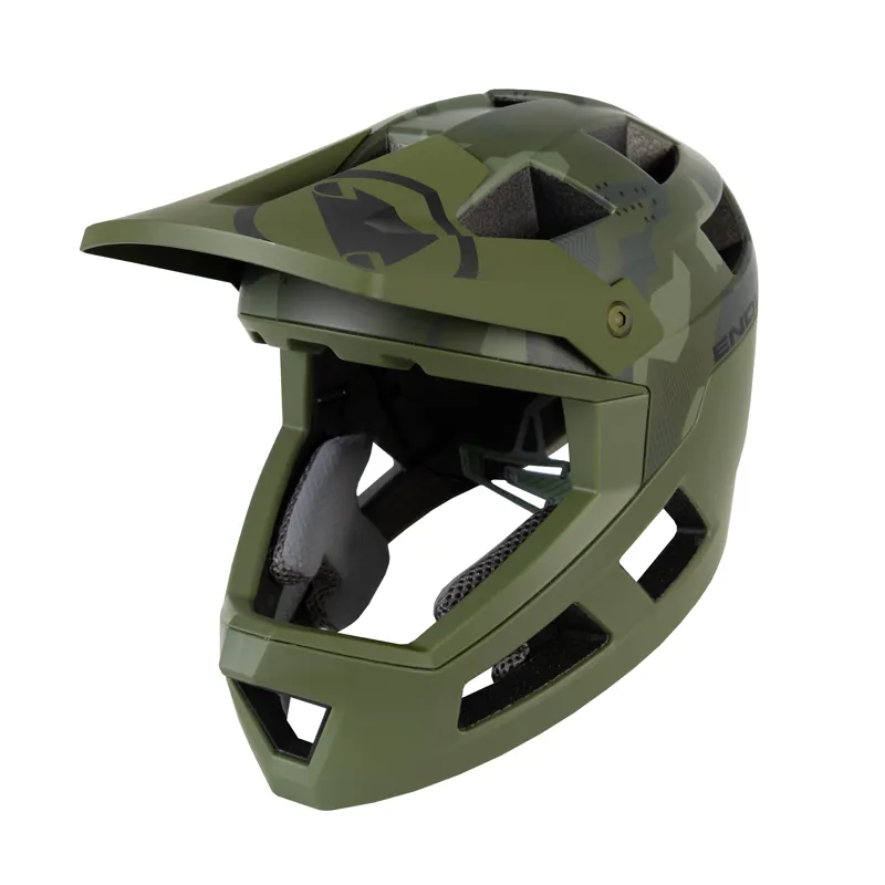 Endura SingleTrack Youth MTB Full Face Helmet - Olive Green