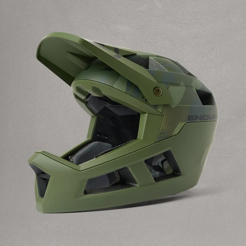 Endura SingleTrack Youth MTB Full Face Helmet - Olive Green-2