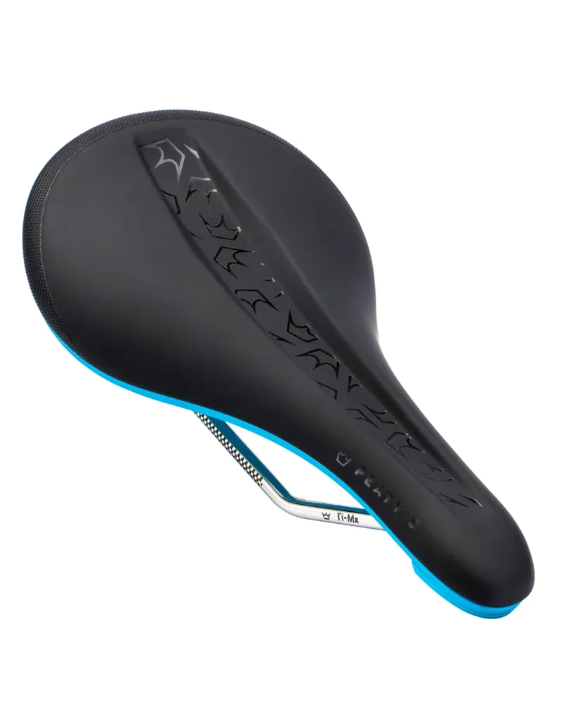 Peaty's Monarch Ti-MX Rail/Nylon Base MTB Saddle - Turquoise Blue