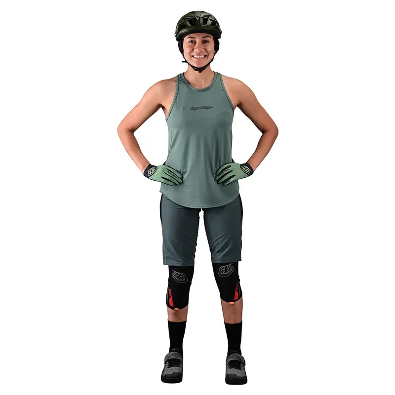 Troy Lee Luxe Women's Baggy Shorts Shell Only - Solid Steel Green-2