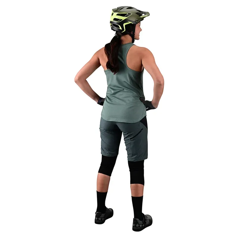 Troy Lee Luxe Women's Baggy Shorts Shell Only - Solid Steel Green-3