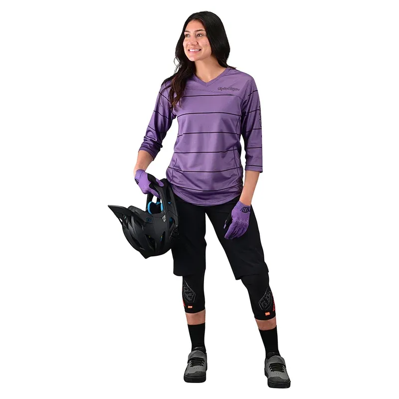 Troy Lee Mischief Women's 3/4 Sleeve Jersey - Pinstripe Orchid-2