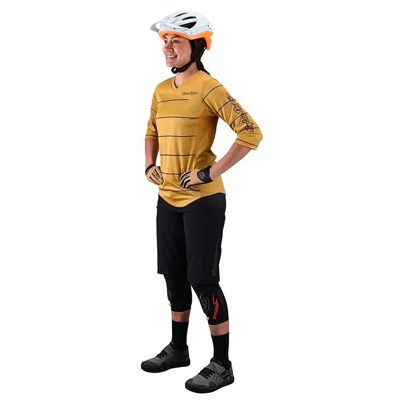 Troy Lee Mischief Women's 3/4 Sleeve Jersey - Pinstripe Honey-4