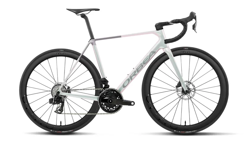 Orbea Orca M21e Team 2027 Carbon Road Bike - Iris White/Lilac