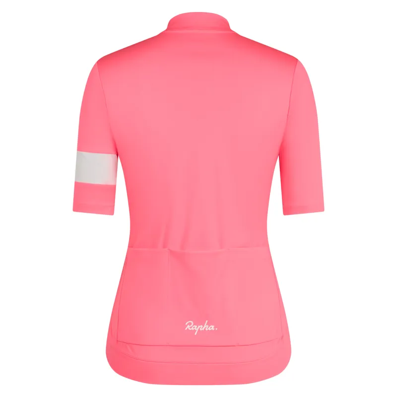 Rapha Core Women's Short Sleeve Jersey - High-Viz Pink/White-1