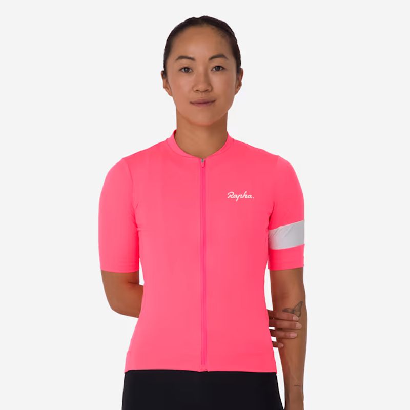 Rapha Core Women's Short Sleeve Jersey - High-Viz Pink/White-2