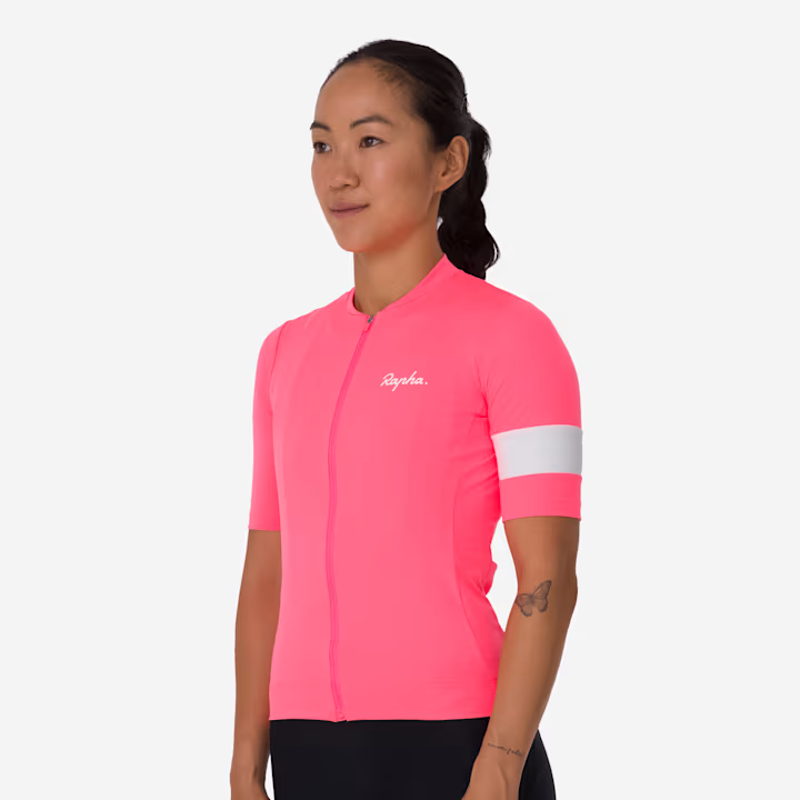 Rapha Core Women's Short Sleeve Jersey - High-Viz Pink/White-3