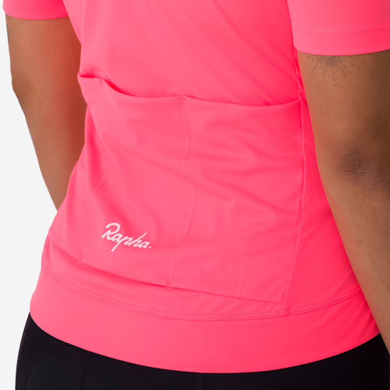 Rapha Core Women's Short Sleeve Jersey - High-Viz Pink/White-4