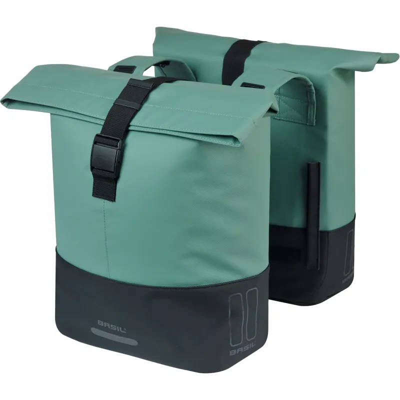 Basil Cove Double Pannier Bags -28-32 Litres - Silvergreen/Black