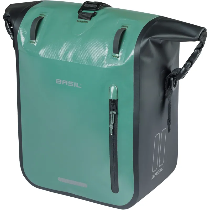 Basil Rivo Single Pannier Bag with MIK Hooks - 12-15 Litres - Silvergreen/Black