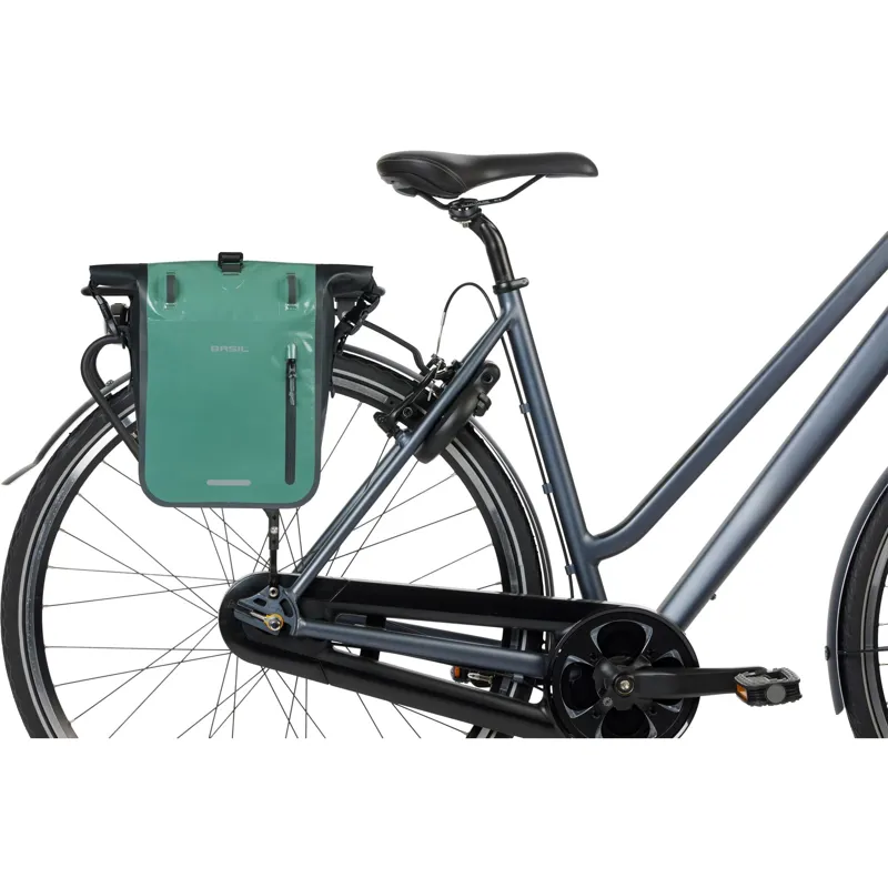 Basil Rivo Single Pannier Bag with MIK Hooks - 12-15 Litres - Silvergreen/Black-4