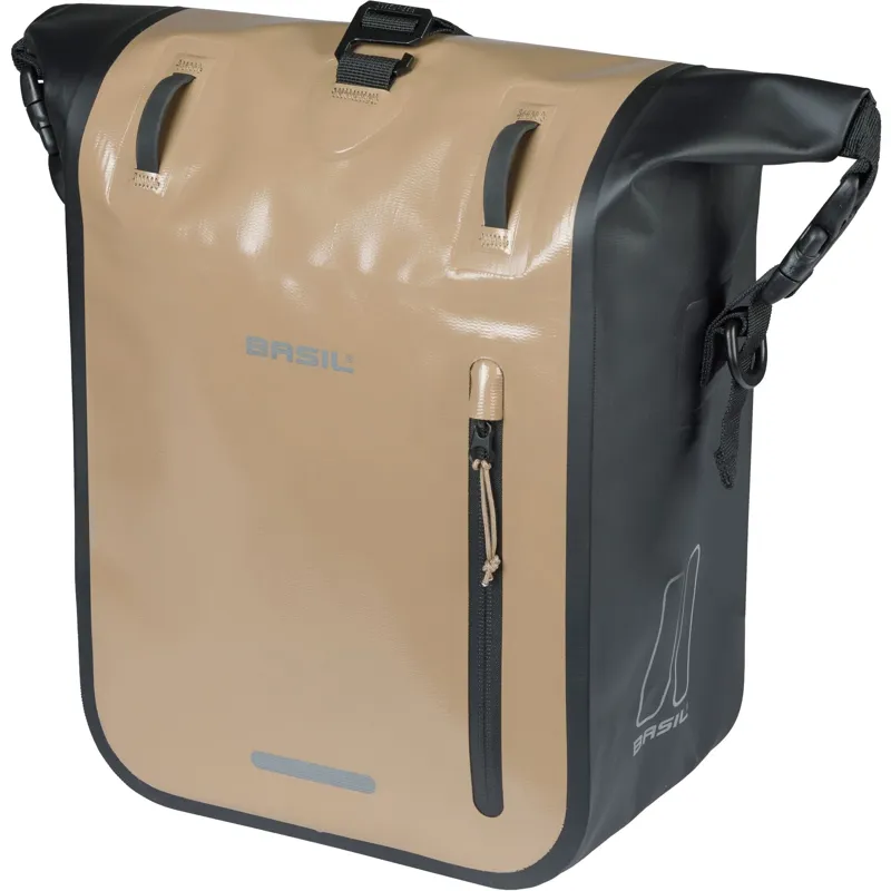Basil Rivo Single Pannier Bag with MIK Hooks - 12-15 Litres - Sand/Black