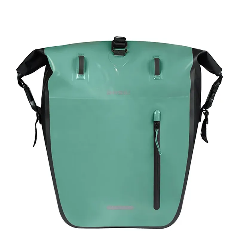 Basil Rivo Single Pannier Bag with MIK Hooks - 25-31 litres - Silvergreen/Black-1