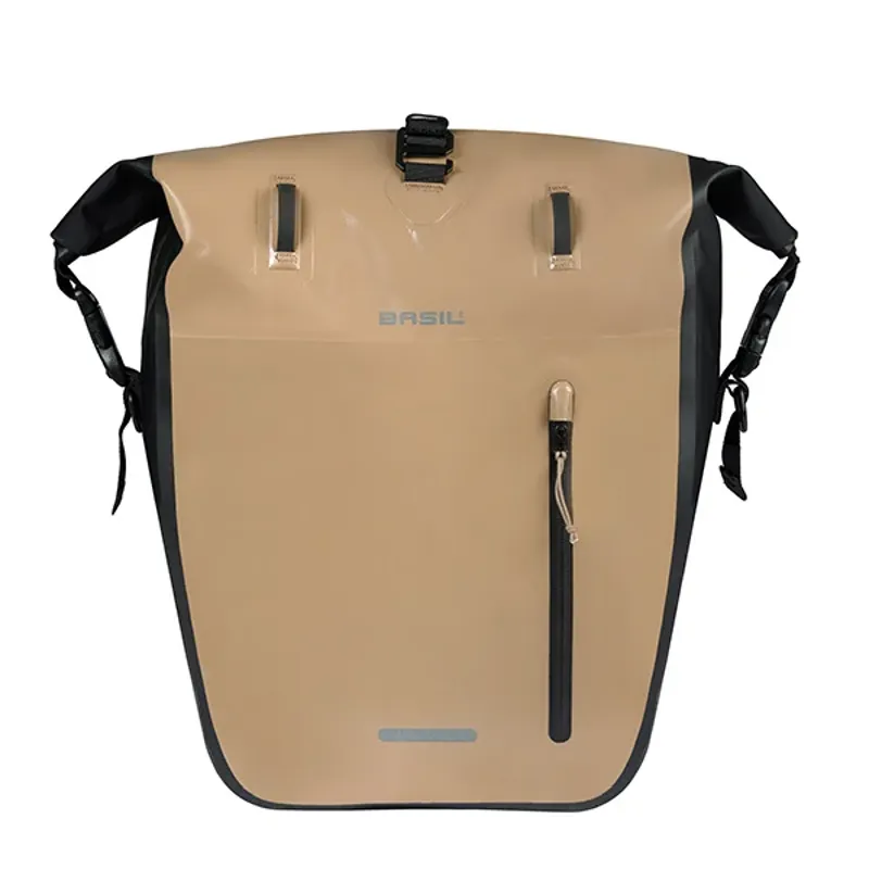 Basil Rivo Single Pannier Bag with MIK Hooks - 25-31 litres - Sand/Black-1