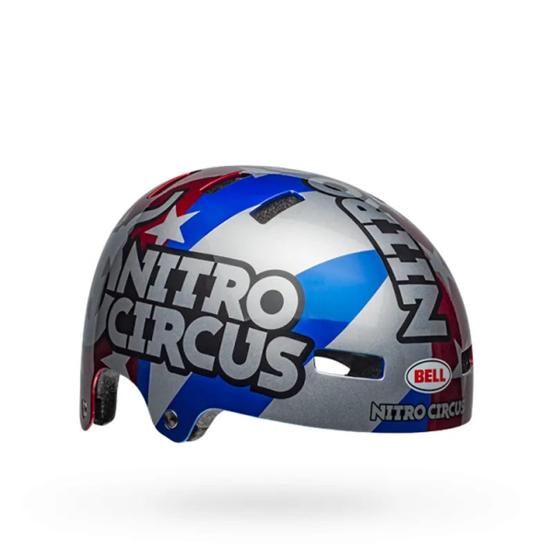 Bell Local BMX/Skate Helmet - Nitro Circus Gloss Silver/Blue/Red-1