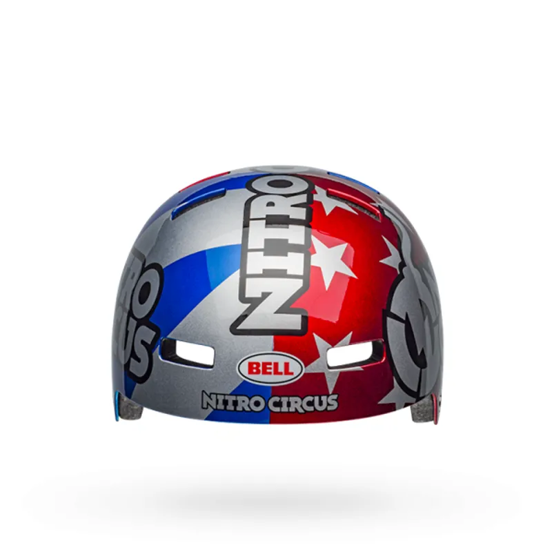 Bell Local BMX/Skate Helmet - Nitro Circus Gloss Silver/Blue/Red-2