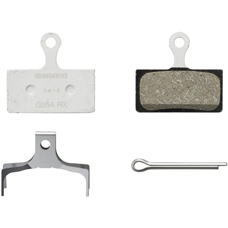 Shimano G05A-RX Resin Pad Alloy Back Disc Pads + Spring