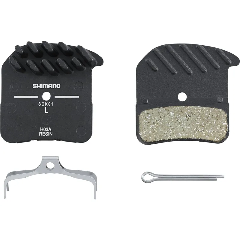 Shimano H03A Resin Disc Pads + Spring - Alloy Back with Cooling Fins-1