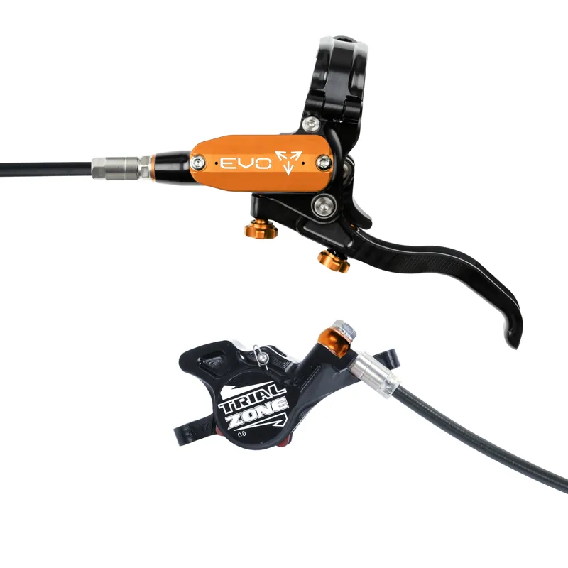 Hope Tech 4 Evo Trial Zone Disc Brake - No Rotor - Black/Orange