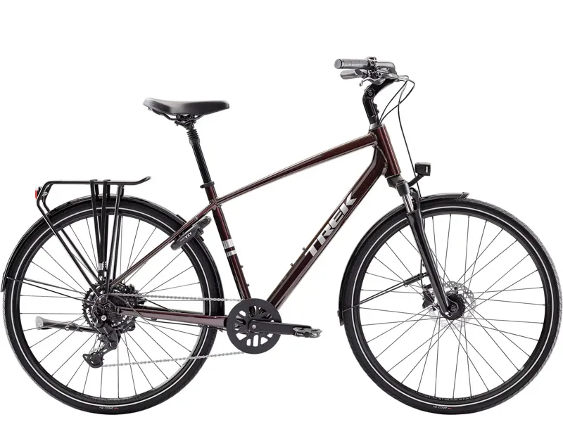 Trek Verve Stepover Equipped 2026 Hybrid Bike - Dark Carmine