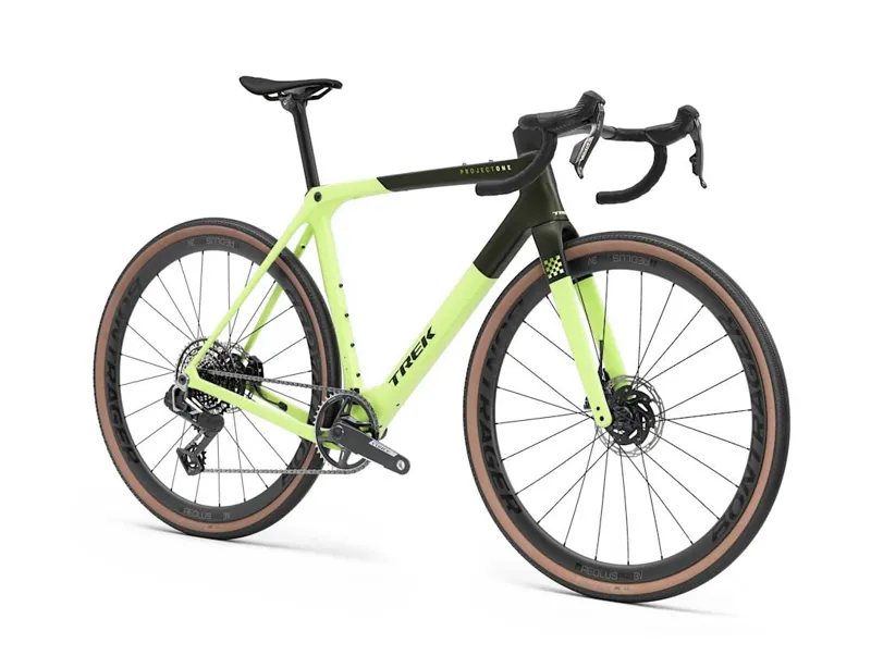 Trek Checkmate SLR 7 AXS 2026 Gravel Road Bike - Olive Drab/Glowstick-1