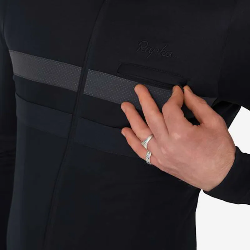 Rapha Brevet Men's Long Sleeve Jersey - Black/Black-5