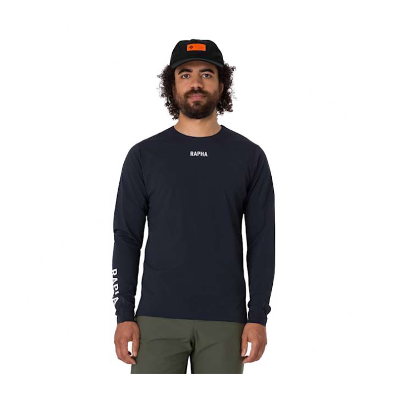 Rapha Trail Finale Windblock Men's Long Sleeve Jersey - Black/White-2