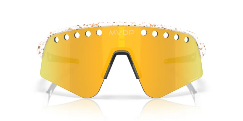 Oakley Sutro Lite Sweep Cycling Sunglasses - Gold Splatter/Prizm 24K Lens-6