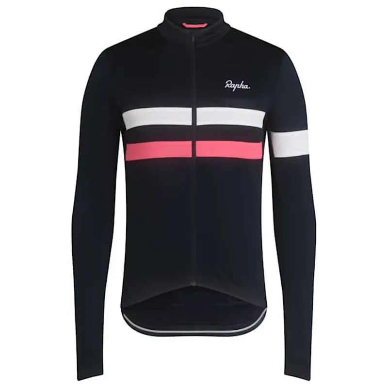 Rapha Brevet Men's Long Sleeve Jersey - Dark Navy/High-Vis Pink