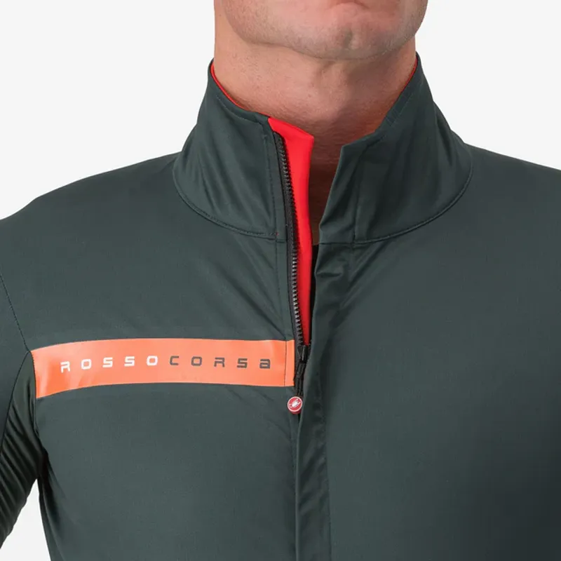 Castelli Beta RoS Men's Jacket - Rover Green/Red Orange-2