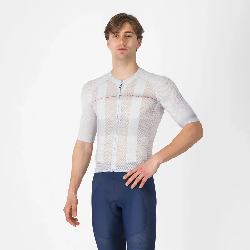 Castelli Climber's A/C Men's Short Sleeve Jersey - Silver Grey/Red
